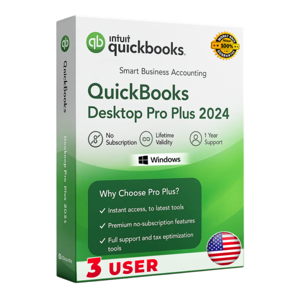 QuickBooks Desktop Pro Plus 2024 Lifetime No Subscription (3-Users) | Windows